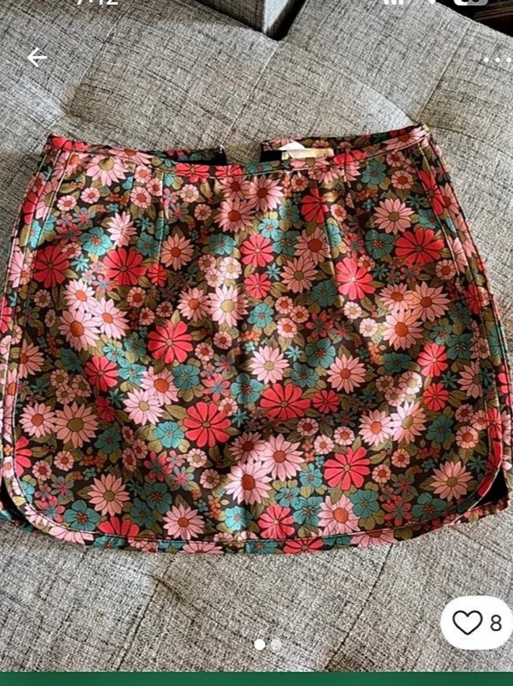 Natural Life NWT Floral Mini Skirt Size L Boho Retro Fall